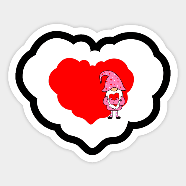 RED Heart Valentine Gnome Sticker by SartorisArt1